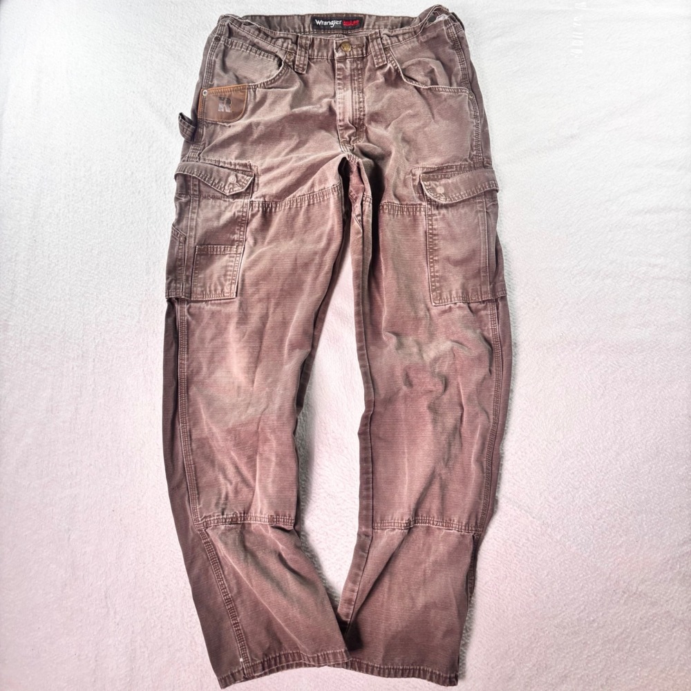 Wrangler Riggs Workwear Cargo Pants Men's 32x33 Brown Utility Carpenter Outdoor